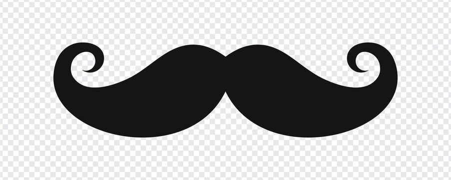 Mustache Icon Set. Black Old style mustaches  isolated on transparent background. Vector illustration