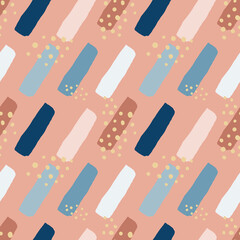 Seamless abstract pattern with geometric shapes. Collage hand drawn style. Trendy pastel colors. Vector illustration.
