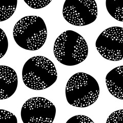Black and white simple seamless pattern. Geometric hand drawn abstract shapes. Vector illustration.