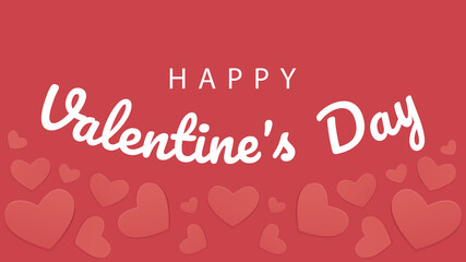 Naklejka premium Happy valentine's day. Horizontal banner with typography and hearts.