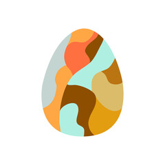 Easter egg decorated with abstract shapes in different colors. Traditional food for the Orthodox and Catholic holidays. Happy easter. Colorful vector illustration isolated. Icon or card flat