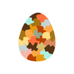 Easter egg decorated with abstract shapes in different colors. Traditional food for the Orthodox and Catholic holidays. Happy easter. Colorful vector illustration isolated. Icon or card flat