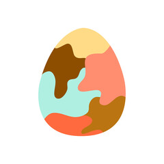 Easter egg decorated with abstract shapes in different colors. Traditional food for the Orthodox and Catholic holidays. Happy easter. Colorful vector illustration isolated. Icon or card flat