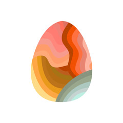 Easter egg decorated with abstract stripes in different colors. Traditional food for the Orthodox and Catholic holidays. Happy easter. Colorful vector illustration isolated. Icon or card flat
