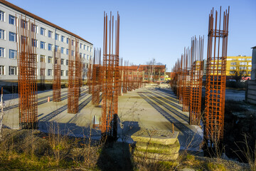 concrete and iron pillars structure abandoned