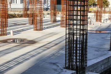 concrete and iron pillars structure abandoned
