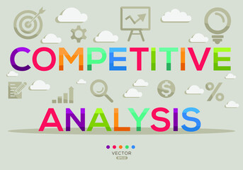 Creative (competitive analysis) Banner Word with Icons, Vector illustration.
