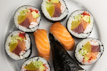 sushi on the white plate