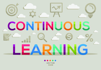 Obraz premium Creative (continuous learning) Banner Word with Icons, Vector illustration. 