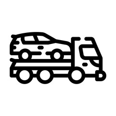 tow truck transportation electric car line icon vector illustration
