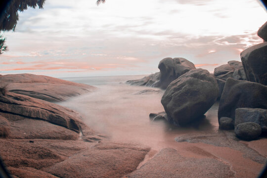 Mesmerizing view in a rocky beach of Cala Roques Planes located in Sant Antoni de Calonge