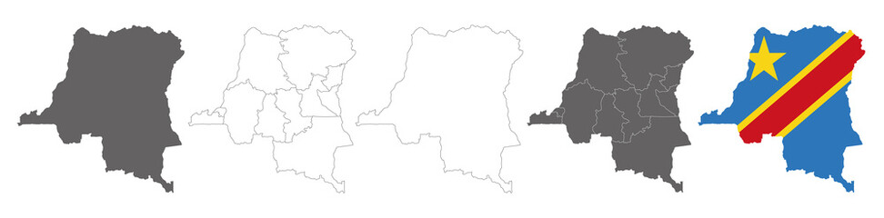 Obraz premium vector map flag of Democratic Republic of the Congo isolated on white background