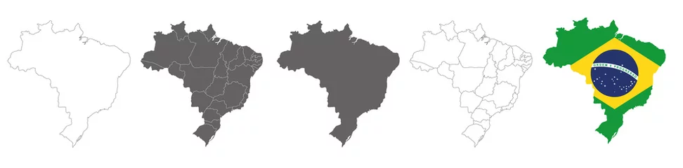Fotobehang vector map flag of Brazil isolated on white background   © agrus