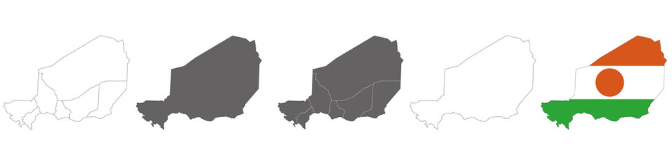 vector map flag of Niger isolated on white background - obrazy, fototapety, plakaty
