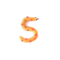 Number 5 made from colorful plasticine isolated on white background. Learning numbers with child.