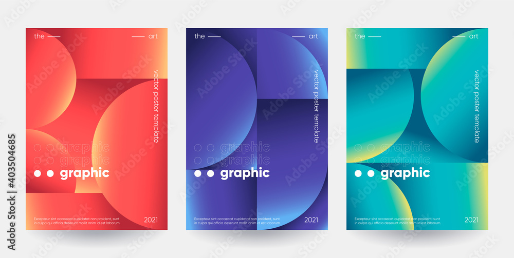 Poster minimalist posters set with grapient shape patterns. eps10 vector.