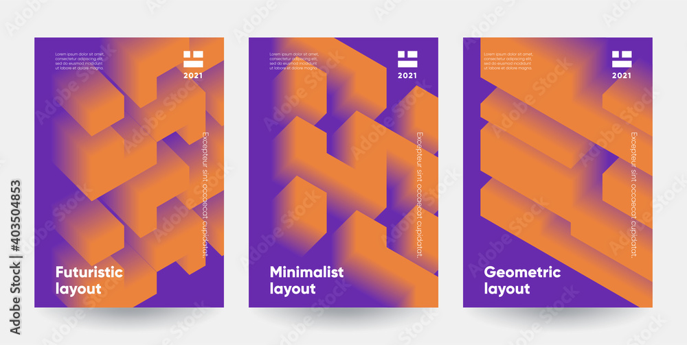 Poster minimalist posters set. modern gradient shapes with 3d effect. eps10 vector.
