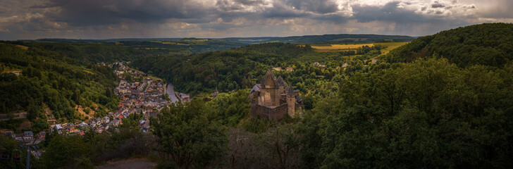 Fototapeta na wymiar Panorama of Vianden Castle in Luxembourg 