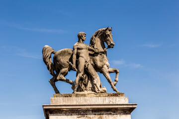 Fototapeta premium Pont d'lena bridge, Paris, France, statue of a warrior with horse