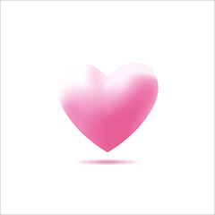 Pink heart 3D, Vector Illustration with shadow 