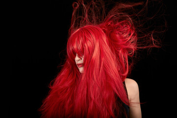 Hair color beauty concept. Care and hair cosmetics