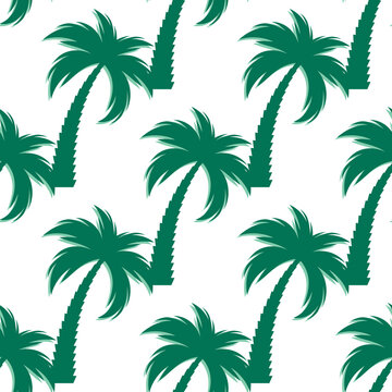 Palm tree silhouette seamless pattern background. Vector Illustration © yganko