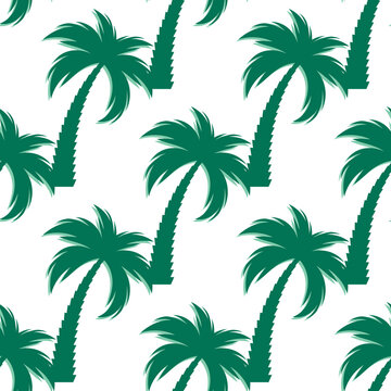 Palm tree silhouette seamless pattern background. Vector Illustration © yganko