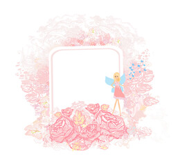 Fototapeta na wymiar Beautiful Fairy - floral girly card
