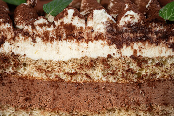 Tiramisu cake with chocolate decotaion