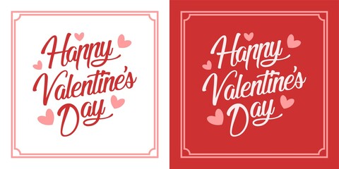 Naklejka premium Happy Valentines Day typography poster with handwritten calligraphy text, isolated on white and red background. Vector Illustration