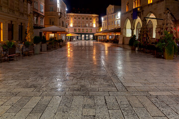Fototapeta na wymiar Split. Old medieval street at night.