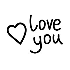 Love you text with heart.