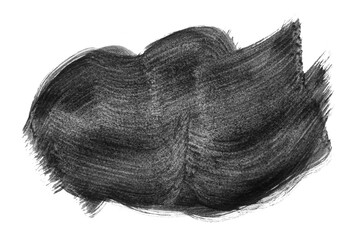 Black abstract aquarel watercolor stain background isolated on white. Black acrylic watercolor brush strokes