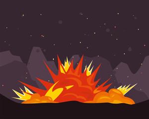 Military explosion on purple background vector design