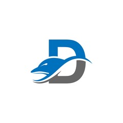 Dolphin with Letter D logo icon design concept vector template