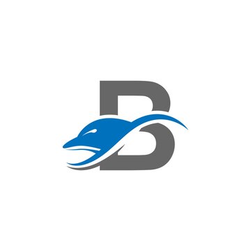 Dolphin with Letter B logo icon design concept vector template