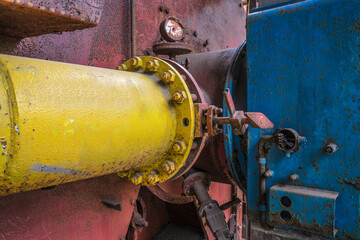 weathered pipelines in an abandoned industrial site