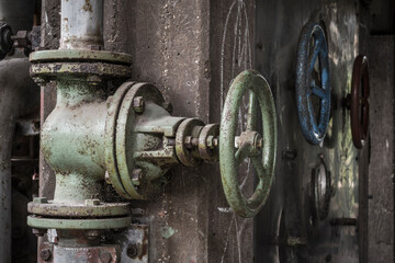 weathered pipelines in an abandoned industrial site