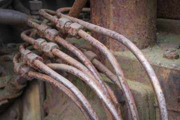 hydraulic wires on a historic machine