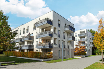 Residential area with ecological and sustainable green residential buildings, low-energy houses...