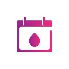 Blood donation gradient Icon. calendar and date vector illustration on white background