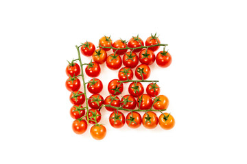 overhead shot of cherry tomato branches