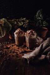 Warm chocolate and coffee beverage / drink - dark and moody vintage food photography
