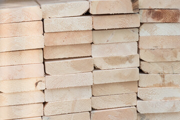 a stack of lumber at a construction site