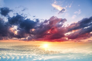 background sky at sunset and dawn . Dramatic nature background . 