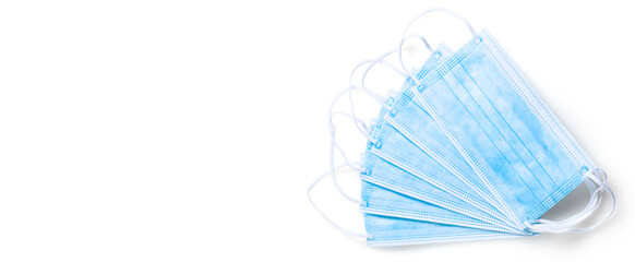 Many medical disposable masks for protection. Surgical mask.