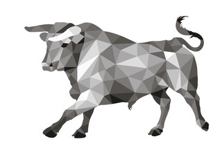 Obraz premium bull, isolated image on a white background in a low-poly style 