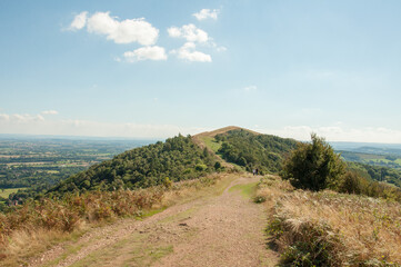 Summertime landscape in the Malvern hills of England.