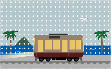台風の被害に遭う電車のベクターイラスト Wall Mural Icim