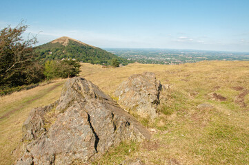 Summertime landscape in the Malvern hills of England.